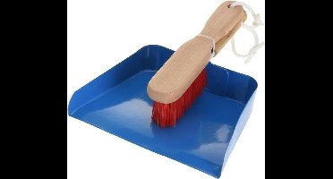 Blauwe stalen speelgoed stoffer en blik voor kinderen - Huishoud/schoonmaak speelgoed voor kinderen