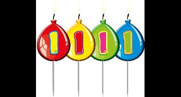 Kaarsje Birthday Ballonnen Cijfer 1