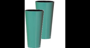 Bloempot Buiten Hoog Rond Tubus Slim Shine 15cm TURQUOISE LAGOON Prosperplast / 2 STUKS ! /