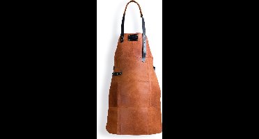 BBQ Schort - Leren Schort Luxe - Barbecueschort - Lederen Schort – LICHT BRUIN (Cognac)  - Kokschort - Kookschort - BBQ Schort - Vaderdag Kados - Stoer Cadeau voor Man Vader Opa Papa – 81 cm x 56 cm