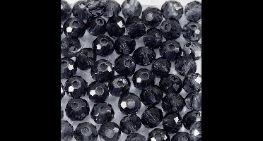 Facet kralen, d: 4 mm, gatgrootte 1 mm, grijs, 45stuks