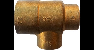 VSH soldeer messing - T-stuk - 22 x 22 x 15 mm
