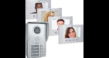 ELRO DV477W4 Video Deur Intercom - 4 Appartementen - Met 4x 7 inch kleurenscherm - Verstelbare camera met nachtzicht - Color Night Vision - 16 Beltonen