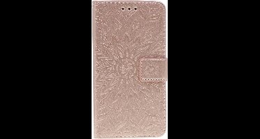 Shop4 - Nokia 1 Plus Hoesje - Wallet Case Zonnebloem Rosé Goud