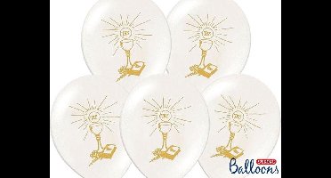 Partydeco - Heilige Communie ballonnen - 27 cm - pastel wit