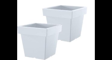 Bloempot Vierkant Lofly Low 19x19x18cm WIT Prosperplast / 2 STUKS ! /