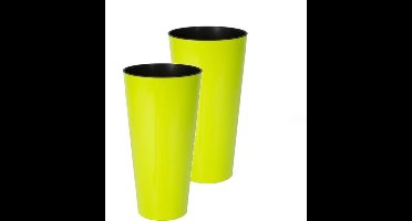 Bloempot Buiten Hoog Rond Tubus Slim Shine 15cm LIME Prosperplast / 2 STUKS ! /