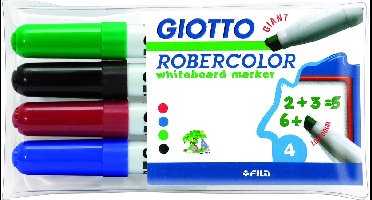 Giotto Robercolor whiteboardmarker maxi | schuine punt | etui met 4 stuks in geassorteerde kleuren