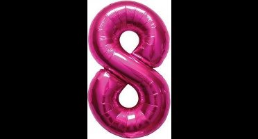 Folieballon Cijfer 8 Magenta - 86 cm