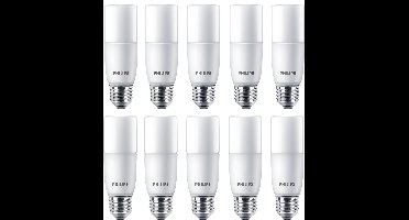 10 stuks | Philips LED Buislamp 9.5W 950lm 3000K Niet-Dimbaar Ø3.7x11.4cm T37 | E27 | Warm Wit | 9.5 watt | 15.000 Branduren