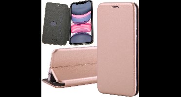 Hoesje geschikt voor iPhone 11 - book case cover Kunstleer wallet roségoud