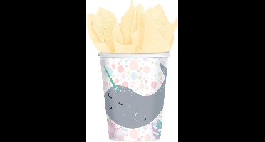 Amscan Feestbekers Narwal 250 Ml 8 Stuks