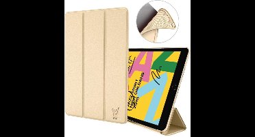 Hoes geschikt voor iPad 2019 / 2020 / 2021 10.2 inch - Trifold Book Case Kunstleer Tablet Hoesje Goud