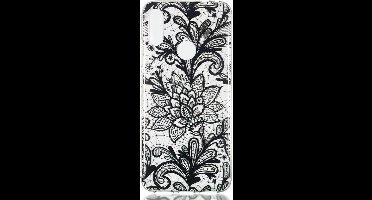 Shop4 - Geschikt voor Xiaomi Redmi Note 7 Hoesje - Zachte Back Case Bloemen Zwart