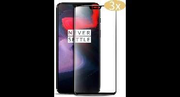 3 Stuks Screenprotector geschikt voor OnePlus 6 | Full Cover Volledig Beeld | Tempered Glass - van iCall