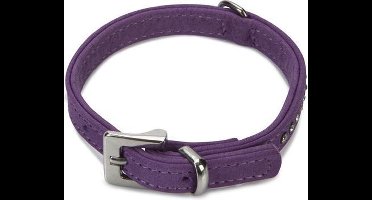Beeztees leren halsband Buffalo Strass. Paars. 27 cm x 10 mm.