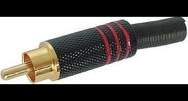 Mannelijke Rca Plug - Vergulde Stekker - Zwarte Metalen Behuizing - Rood