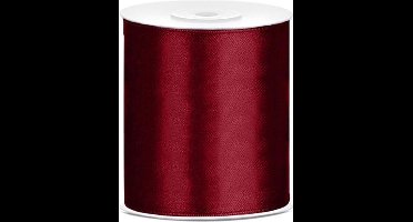 Satijn Lint Bordeaux Rood 100mm 25m