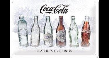 Coca Cola Season's Greetings Metalen wandbord in reliëf 20 x 30 cm.