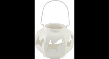 Happy house lantaarn 6 hoekig wit