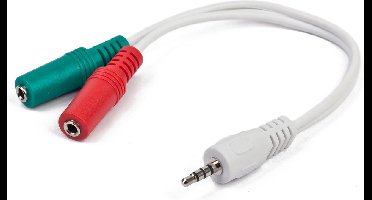 Scanpart audio jack splitter kabel 3.5 mm - 20 cm - 4 pins - Geschikt voor twee audio apparaten - Koptelefoon - Boxjes - Microfoon - Aux kabel splitsen