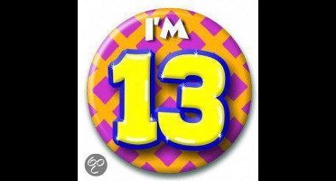 Paper Dreams Button I'm 13 Junior 5,5 Cm Staal Geel/paars/blauw