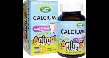 Calcium, Sugar Free, Natural Vanilla Sundae Flavor (90 Animals) - Nature's Plus