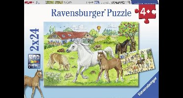 Ravensburger puzzel Op de manege - 2x24 stukjes - kinderpuzzel