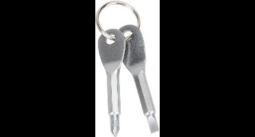 Sleutelhanger met gereedschap - schroevendraaiers - kruiskop en platkop - Gadget voor klussers - grijs
