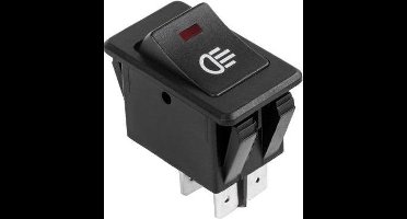 Schakelaar - Zwart - 12V - 35A - 4 polig - Rode LED