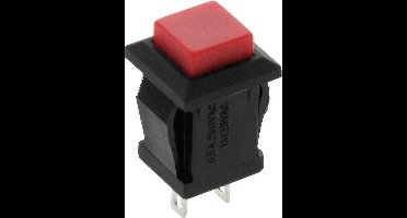 Schakelaar Push-Button 2 Polig - 1-3A 250-125V - Rood Vierkant