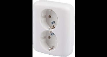 Wandcontactdoos SI 2-voudig met randaarde inbouw wit