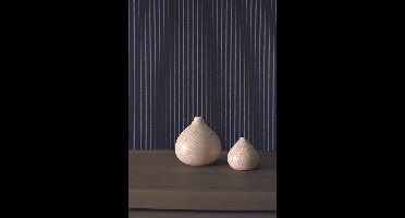 Dutch Wallcoverings Vliesbehang fijn streepje - zwart met zilver