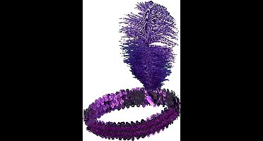 Vegaoo - Paars charleston hoofdband met veer