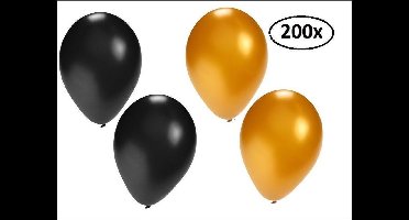 Ballonnen helium 200x zwart en goud - Black and gold party festival thema feest