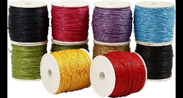 Creotime Katoenkoord - Assortiment, dikte 1 mm, sterke kleuren, 10x50 m