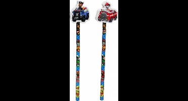 PAW Patrol potlood met Gum, let op : 1 potlood! Of Chase of Marshall