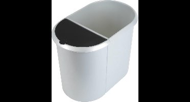 HELIT Duo System afvalbak - 29 liter - Kunststof - Zilver/Zwart - bxdxh 445x280x350 mm