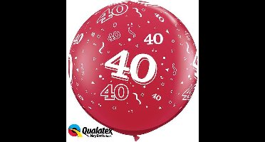 Qualatex - 40 Jaar Ballon Robijn Rood 90 cm.