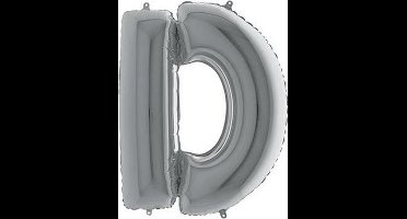 Folieballon letter 'D' zilver (100cm)