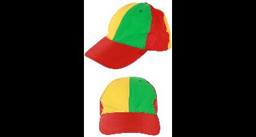 Baseball pet rood/geel/groen verstelbaar - Festival thema feest fun verjaardag party