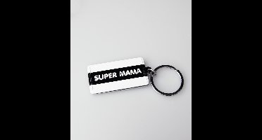 Paper Dreams Sleutelhanger Super Mama 13,5 X 4,5 Cm Zwart/wit