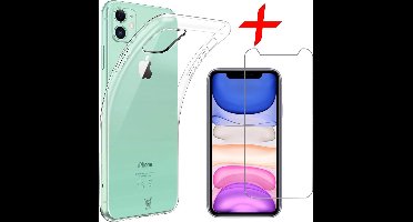 Hoesje geschikt voor iPhone 11 - Screen Protector FullGuard - Back Cover Case Transparant & Screenprotector