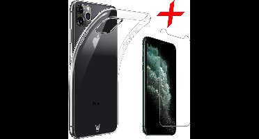 Hoesje geschikt voor iPhone 11 Pro - Screen Protector FullGuard - Back Cover Case Transparant & Screenprotector