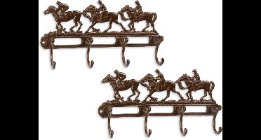 Kapstok - jockey - paard - set van 2 - gietijzer