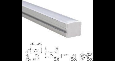 Led strip profiel opbouw 2M – 20mm hoog – incl. afdekkap - Led profiel 2 meter - Wit
