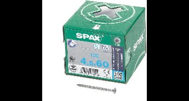 Spax Spaanplaatschroef platverzonken kop RVS T-Star T20 voldraad 4.5 x 60mm (Prijs per 100 stuks)