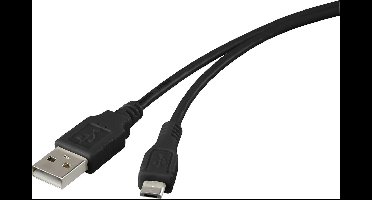 Renkforce USB-kabel USB 3.2 Gen1 (USB 3.0 / USB 3.1 Gen1) USB-A stekker, USB-micro-B stekker 1.00 m Zwart Vergulde steekcontacten