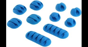 10 stuks zelfklevende kabelhouder kabelklemmen - Blauw