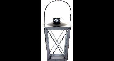 Fancy Flames Lantaarn - zilverkleurig - metaal - 20 x 12 x 12 cm - Tuinverlichting - Kaarsenhouders - Lantaarns